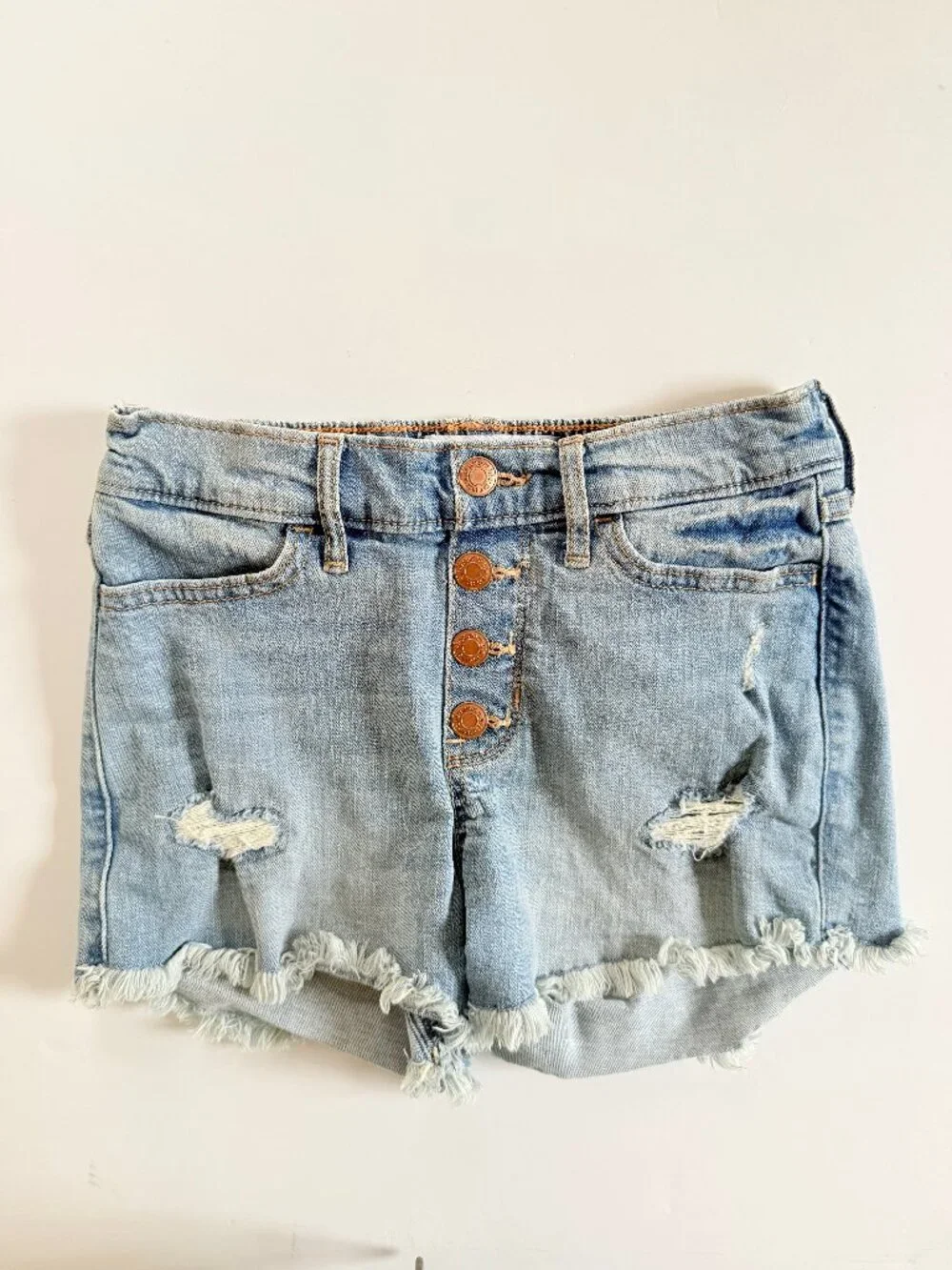 Abercrombie Kids Denim Cutoff Shorts Buttons Stretchy Summer Casual Size 9 10